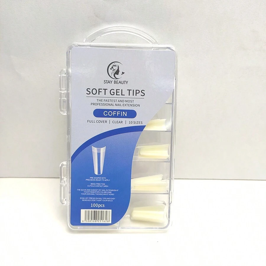 Soft Gel False Nails Almond Transparent And Milky 100 Units Stay Beauty - Màu Hồng Tươi - Xem 1