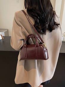 Dedoo 1 Boston Bag, A Classic Vintage Oil Leather Handbag For Autumn And Winter, A PU Crossbody Bag, Stylish, Simple And Practical, Versatile In All Seasons, Suitable For Daily Commuting, Shopping, Storage, Giving To Girlfriends, Holiday Gifts, Can Be Carried By Hand, On One Shoulder, Or Crossbody