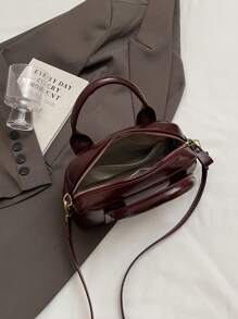 Dedoo 1 Boston Bag, A Classic Vintage Oil Leather Handbag For Autumn And Winter, A PU Crossbody Bag, Stylish, Simple And Practical, Versatile In All Seasons, Suitable For Daily Commuting, Shopping, Storage, Giving To Girlfriends, Holiday Gifts, Can Be Carried By Hand, On One Shoulder, Or Crossbody