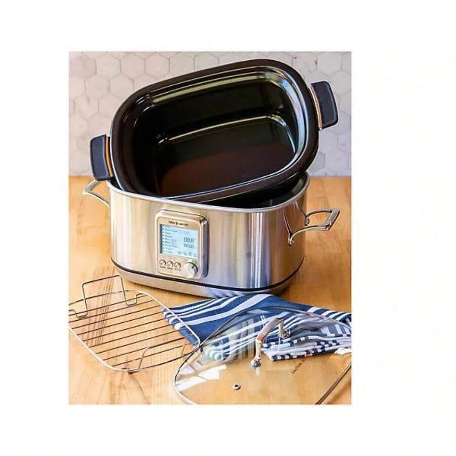 208oz Digital MultiFunction Nonstick Slow Cooker Refurbished Silver