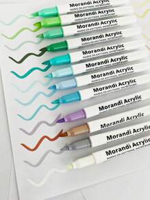 24 piezas Bolígrafos de pintura acrílica Morandi con punta de pincel suave, marcadores de caligrafía pastel para lettering, elaboración de tarjetas, pintura de rocas, madera, tela, lienzo, cerámica, vidrio, manualidades DIY, útiles escolares y para niños