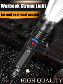 1pc Rechargeable High Brightness ABS Flashlight, USB Charging, Battery Level Display, Waterproof, Long Beam Distance, Suitable For Camping, Running, Fishing, Hiking, Reading, Outdoor Activities - Black - View 8