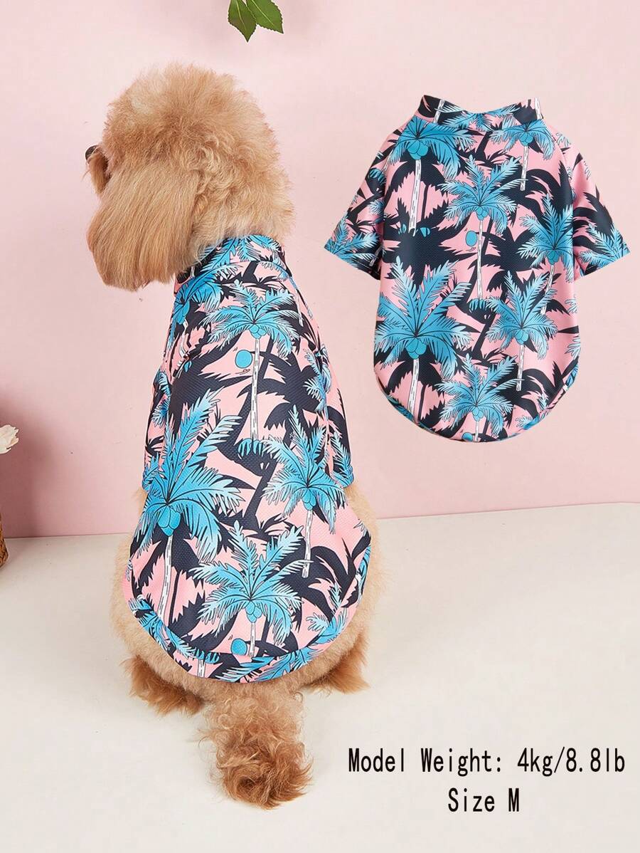 1 chiếc áo phông in họa tiết Hawaii nhiệt đới dễ thương cho mèo, chó nhỏ giống Teacup - Màu Hồng  Dưa hấu - Xem 1