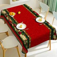 1pc Waterproof Rectangular Christmas Themed Printed Tablecloth, Stain-Resistant Wrinkle-Resistant Decorative Fabric, Suitable For Indoor/Outdoor Dining, Party, Buffet, Wedding, Woven Polyester Tablecloth - Multicolor - View 15