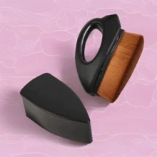 1 chiếc cọ trang điểm nền cầm tay có nắp che bụi, cọ trang điểm mịn màng chống vón cục - màu đen - Xem 5