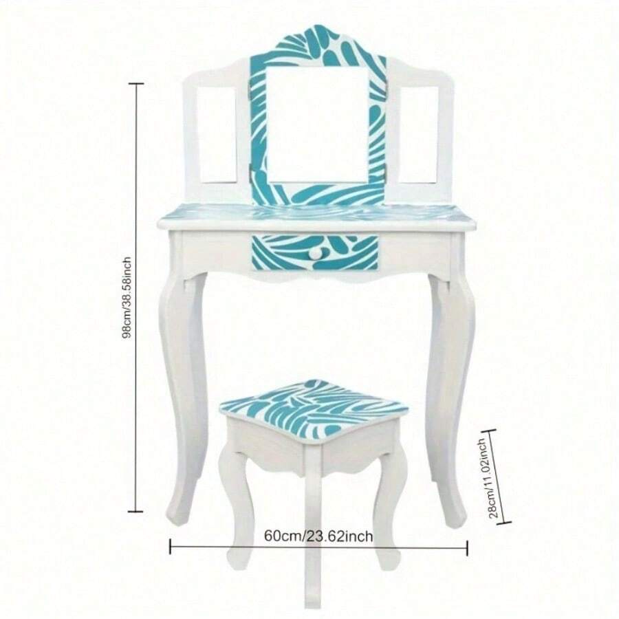 ThreeFold Mirror SingleDrawing Curved Foot Children Dressing Table