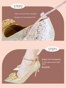 1 Pair High Heel Non-Slip Shoelaces, Rhinestone Elastic Band Anti-Slip Chain, Adjustable Shoelaces, Ankle Fixing Elastic Shoe Laces Accessories - Multicolor - View 4