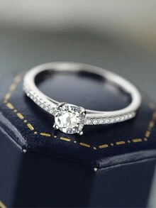 1pc S925 Sterling Silver Four-Claw Zirconia Engagement Ring, New Design, Unique & Exquisite Setting, Lightweight Luxury, Versatile Gift - Diamond - View 6