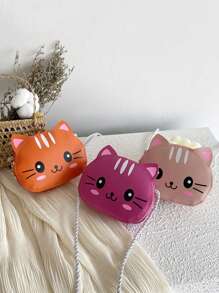 1pc Diagonal Shoulder Bag Cute And Simple Princess Children's Mini Bag Cat Print Wallet Baby Bag Shoulder Bag Pu Leather Handbag Children's Bag Suitable To Use In Winter, The Best Choice For Giving Christmas And New Year Gifts To Family And Friends