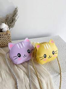 1pc Diagonal Shoulder Bag Cute And Simple Princess Children's Mini Bag Cat Print Wallet Baby Bag Shoulder Bag Pu Leather Handbag Children's Bag Suitable To Use In Winter, The Best Choice For Giving Christmas And New Year Gifts To Family And Friends