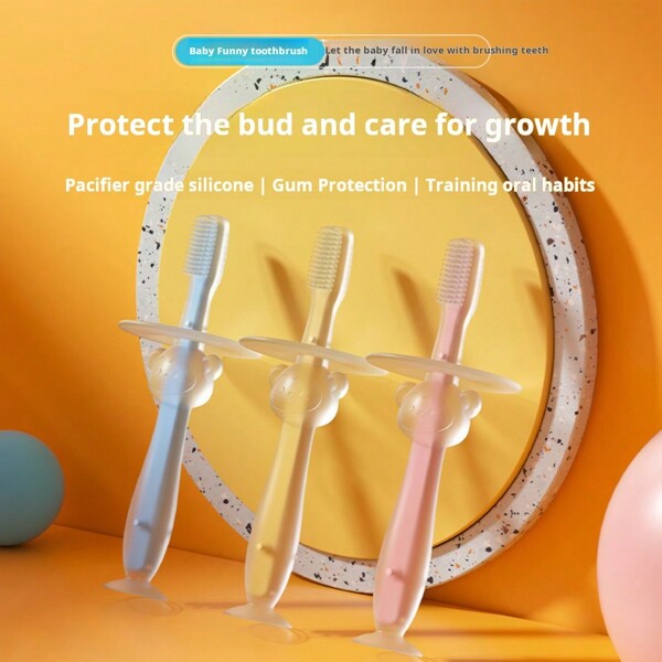 1 pièce Brosse à dents pour bébé, nettoyeur de soins bucco-dentaires pour nourrissons, grattoir de langue en silicone pour enfants de 0 à 3 ans, outil de nettoyage des dents