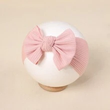 3件組嬰兒針織條紋蝴蝶結髮箍，柔軟彈性髮帶，適合四季穿戴 - 紫色粉紅卡其色三件組 - 查看 4