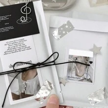 银色星形装饰和纸胶带，多用途遮蔽胶带，Ins 风格银色胶带贴纸