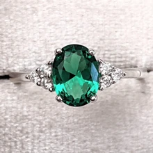 خاتم فريد من نوعه من الفضة الإسترلينية عيار 925، بحجر زمرد أخضر فاخر، للنساء، ولا يسبب الحساسية، مثالي كهدية لأعياد الميلاد والمناسبات الخاصة، إكسسوار أنيق لأي زي