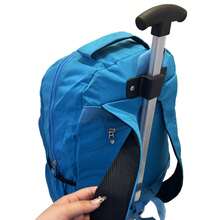 Unisex Nylon School Backpack Large Capacity With Trolley - 藍色 - 查看 2