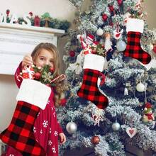 Christmas Stockings- 4 Packs 18" Buffalo Plaid Christmas Stockings With Plush Fluffy Cuff, Classic Large Christmas Stockings Decorations For Family Christmas Holiday Party (Black And White) - Black and White - 4 Pack - View 11