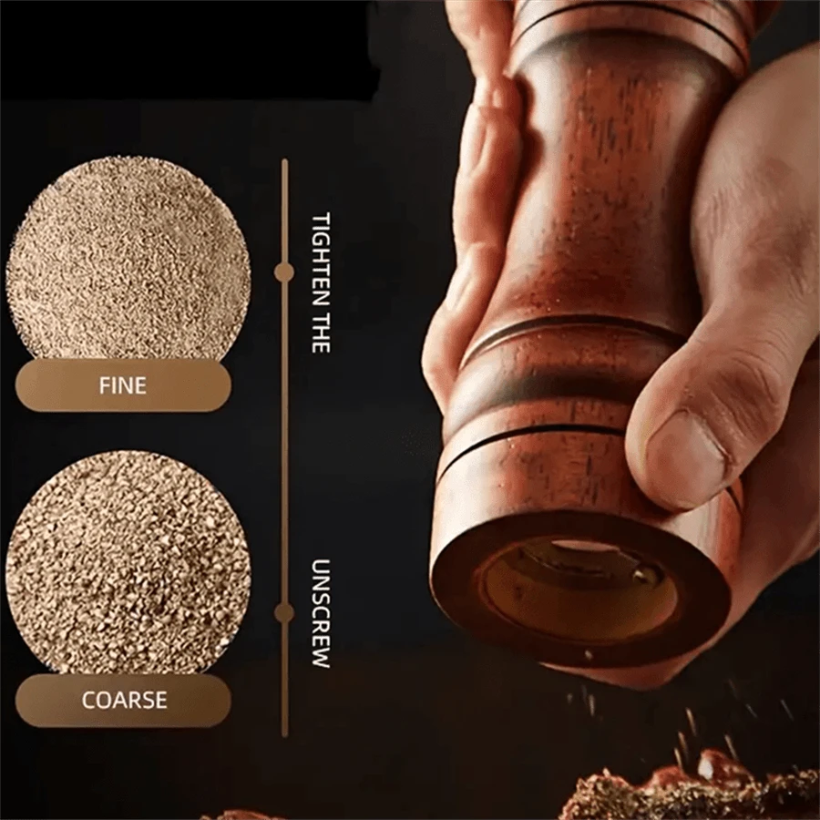 Handheld Oak Wood Pepper Mill Grinder Set Perfect For Spicing Up Your