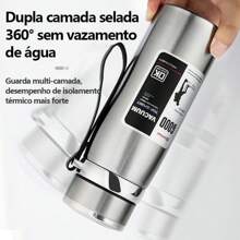 Garrafa 1000ml Inox Térmica Com Infusor Prata Dourada De Água Café Parede Dupla Com Alça-Para envio imediato