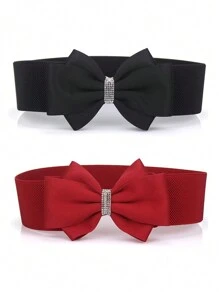 1pc Women Fashion Casual Bow Elastic Waist Belt, Versatile Decoration For Dress, Shirt, Coat Valentine's Day Valentines Summer, School Fall, Autumn, Halloween - Butterfly - View 1