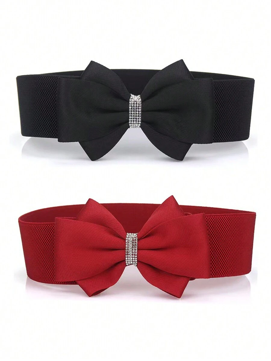 1pc Women Fashion Casual Bow Elastic Waist Belt, Versatile Decoration For Dress, Shirt, Coat Valentine's Day Valentines Summer, School Fall, Autumn, Halloween - Butterfly - View 1