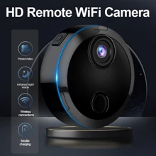 1pc Black Mini Camera, Remote Smart Monitoring, Human Motion Detection, Wireless Smart Camera, Home Security Surveillance Camera, TF Card Storage (Original Shipment Exclude TF Card), USB Quick Charge, Long Battery Life, Infrared Night Vision, Night Recording, Loop Recording Security Camera