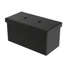 30-Inch Folding Storage Ottoman With Removable Bin - 黑色 - 查看 1