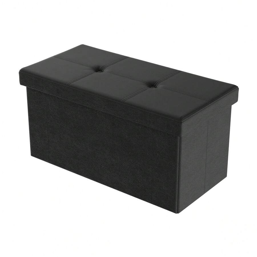 30-Inch Folding Storage Ottoman With Removable Bin - 黑色 - 查看 1