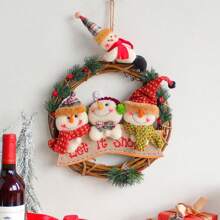 1 Pc Winter Christmas Snowman Old Man Decoration Vine Wreath Wall Cabinet Door Hanging Decoration Birthday - Multicolor - View 9