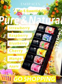 EMBRACEX. 6PCS/1Set 10ML Fruits Perfume Set Essential Oils Aromatherapy Oils Gift Box Perfume For Women Fruity Fragrance Oil For Candle & Soap Making Holamay Premium Essential Oils - Raspberry Cherry Strawberry Blueberry Mango Apple