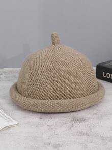 1 件女士纯色卷边休闲针织帽，适合日常、聚会和旅行 - 純色 - 查看 7