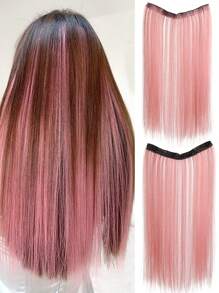 假发片一片式超轻蓬松黑色长直仿真发小片隐形无痕接发片女士日常佩戴派对 - 彩色 - 查看 14