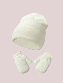 1 套帽子和手套保暖新生儿医院帽、无檐小便帽、冬季针织帽，适合男婴和女婴，柔软套头帽适合户外活动和日常通勤 - 套裝 - 查看 13