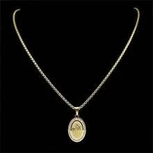 Dây chuyền mặt hình Chúa Jesus và Đức Mẹ Đồng Trinh cho nam bằng thép không gỉ màu vàng/bạc Trang sức chuỗi huy chương Kitô giáo Quà tặng Giáng sinh Năm mới Ngày lễ tình nhân - vòng cổ - Xem 5