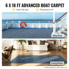 VEVOR Gray Marine Carpet 6 Ft X 18 Ft Boat Carpet Rugs Indoor Outdoor Rugs For Patio Deck Anti-Slide TPR Water-Proof Back Cut Outdoor Marine Carpeting Easy Clean Outdoor Carpet Roll - Dark Grey - View 2