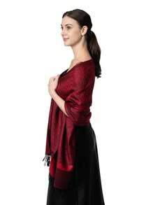1 pièce Châle décoratif à franges, châles classiques rétro élégants pour femmes, écharpe jacquard polyvalente et décontractée, convenant aux accessoires Abaya pour le port extérieur