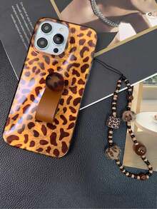 Phụ kiện treo họa tiết da báo mùa thu/đông có dây đeo xích, thiết kế bền và chống thất lạc, màu nâu - màu đặc - Xem 10