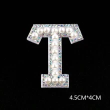 1 pièce 26 pièces autocollant en tissu avec alphabet de perles avec dos adhésif, livraison aléatoire, autocollant de décoration DIY avec perle, autocollant en tissu de lettre