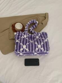 1 新款秋冬流行大容量毛绒包，新款时尚百搭单肩包，毛绒手提包，撞色中国新年情人节礼物春夏假期旅行 - 彩色 - 查看 10