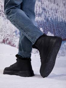 Men's Lightweight Comfortable Warm Snow Boots For Outdoor Winter - Black - View 5