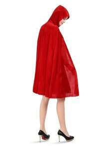 1pc Christmas Party Red Riding Hood Cloak, Red Fairy Princess Robe Costume, Suitable For Various Festive Occasions & Role Play Christmas Tree Santa Claus Prom Halloween - Multicolor - View 2