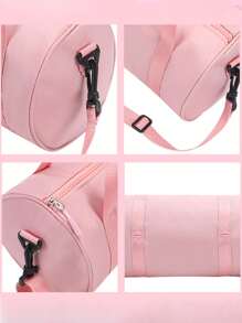 1pc New Round Shape One Shoulder Dance Bag, Nylon Latin Ballet Dance Backpack - Pink - View 5