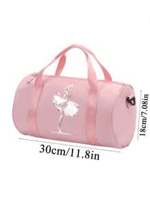 1pc New Round Shape One Shoulder Dance Bag, Nylon Latin Ballet Dance Backpack - Pink - View 6