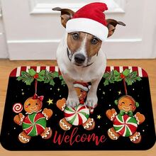 1/2pcs Christmas Kitchen Rugs - Soft, Absorbent, Anti-Slip, Stain Resistant, Machine Washable Memory Foam Floor Mats With Festive Gingerbread & Candy Cane Design - Handmade, Decorative, Seasonal, Polyester Rugs For Home, Office, Laundry, Bathroom