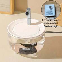 (Without Usb Plug) 1.5l Usb Powered Mini Transparent Drinking Fountain With Filter And Silent Water Pump Suitable For Small Cats And Dogs (Water Pump Color Random)