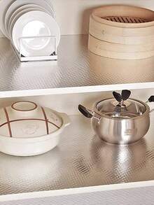 1 件粘性银色全息壁纸，3D 家居装饰，适用于橱柜、书桌、椅子、房间背景更新 - 銀色 - 查看 8