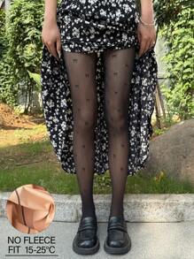 1 件 80g 黑色透明紧身打底裤，带心形、蝴蝶结和蝴蝶图案，女式高弹力连裤袜，适合春秋季 15-25°C 休闲/室内/外出 - 黑色 - 查看 4
