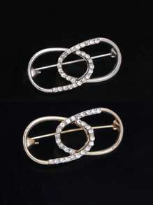 2/6 件女士优雅珍珠蝴蝶结椭圆形水晶胸针、时尚毛衣夹克开衫别针、腰领衬衫夹、时尚胸花装饰配饰 - 彩色 - 查看 14