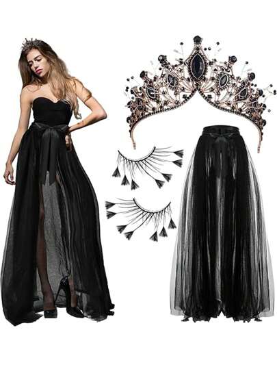 1pc Women's Tulle Puff Skirt, Suitable For Wedding, Party, Performance, Cocktail, Dance, Bandage, Mesh Super Long Dress Coverup, Bridal Autumn Outfit