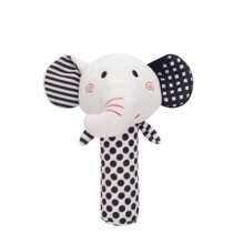 1 Pack Black & White Baby Rattles, Newborn Handcart Toys Soft Elephant & Fox Loop Toys, Hanging Type Infant Toys With High Contrast Black & White Animal Tambourine Music Toys Early Learning Toys For Boys And Girl Aged 0 3 6 12 Months, Gift