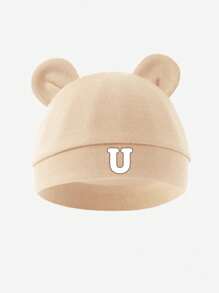 1 st bomull 26 bokstäver tryckt baby hatt, mjuk och varm för nyfödda pojkar och flickor daglig användning under alla årstider. - Aprikos - Visa 27